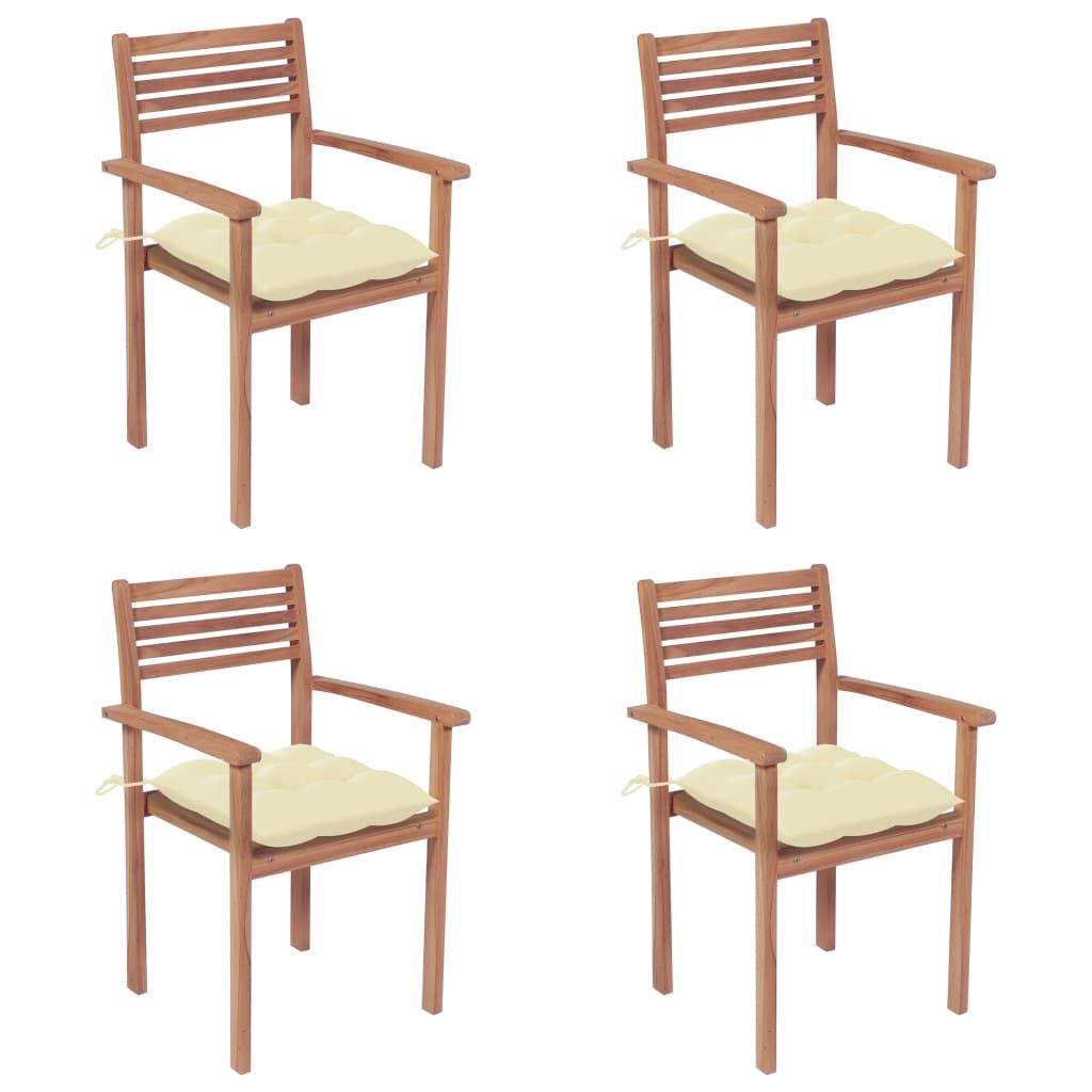 Garden Chair Set of 4 Cream White Cushions