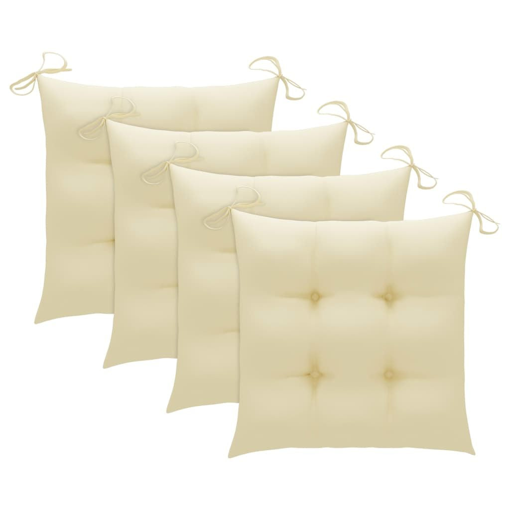 Garden Chair Set of 4 Cream White Cushions