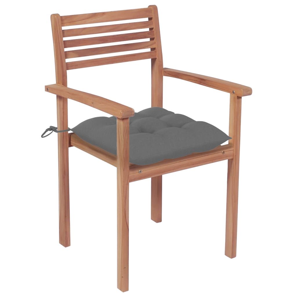 Garden Chair Set of 4 Teak Solid Teak Wood Standard Stackable