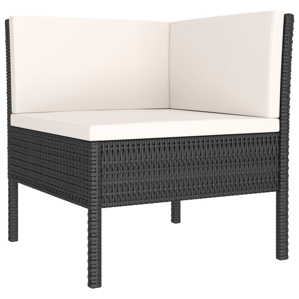 Garden Furniture Set Black and Cream White