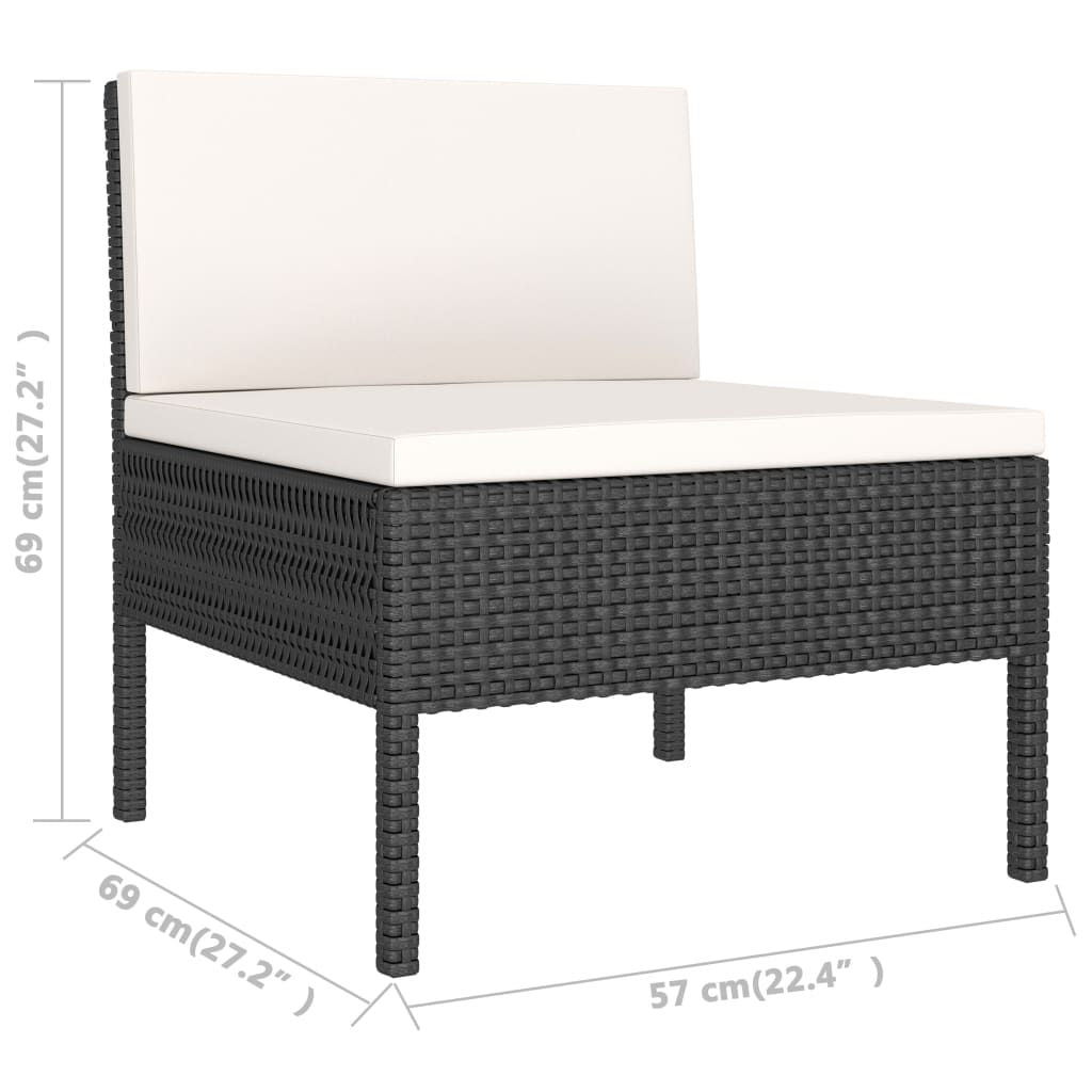 Garden Furniture Set Black and Cream White