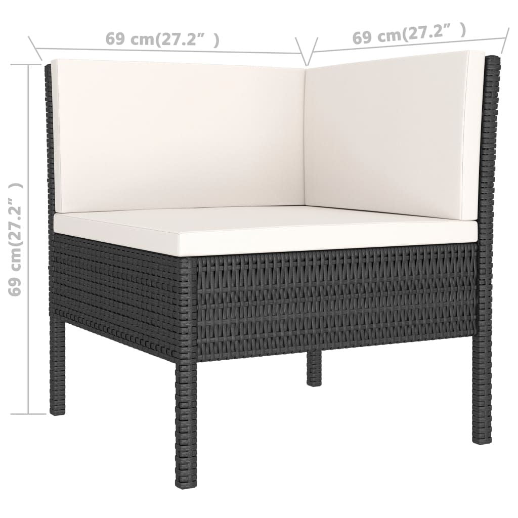 Garden Furniture Set Black and Cream White