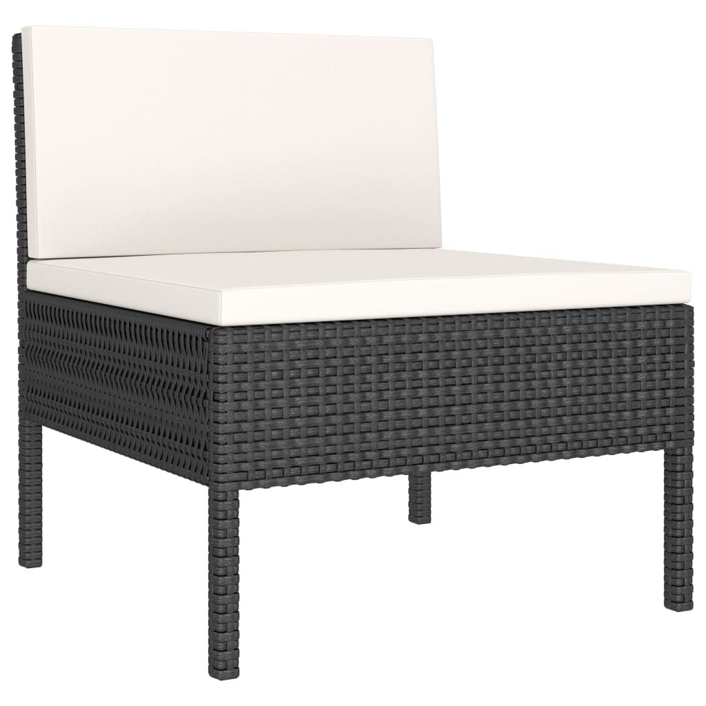 Garden Furniture Set Black and Cream White