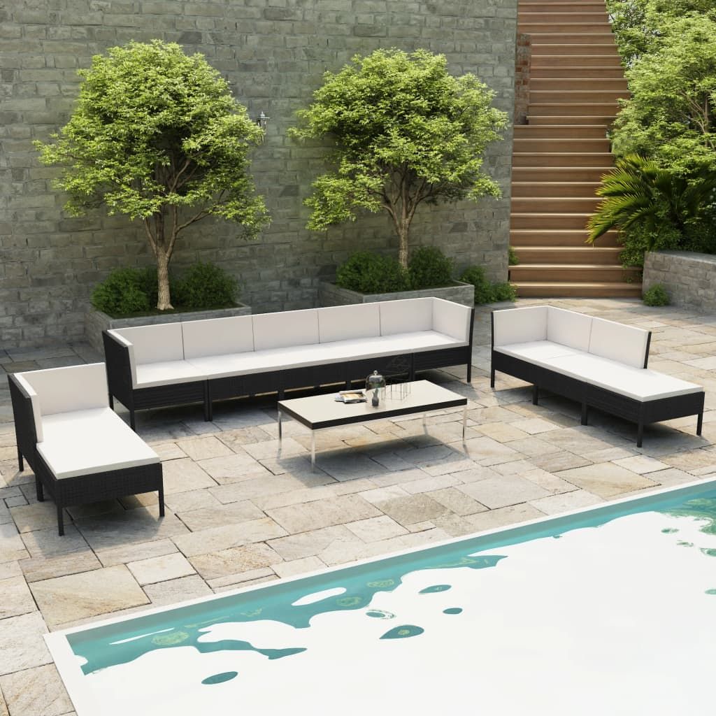 Garden Furniture Set Black, Cream White