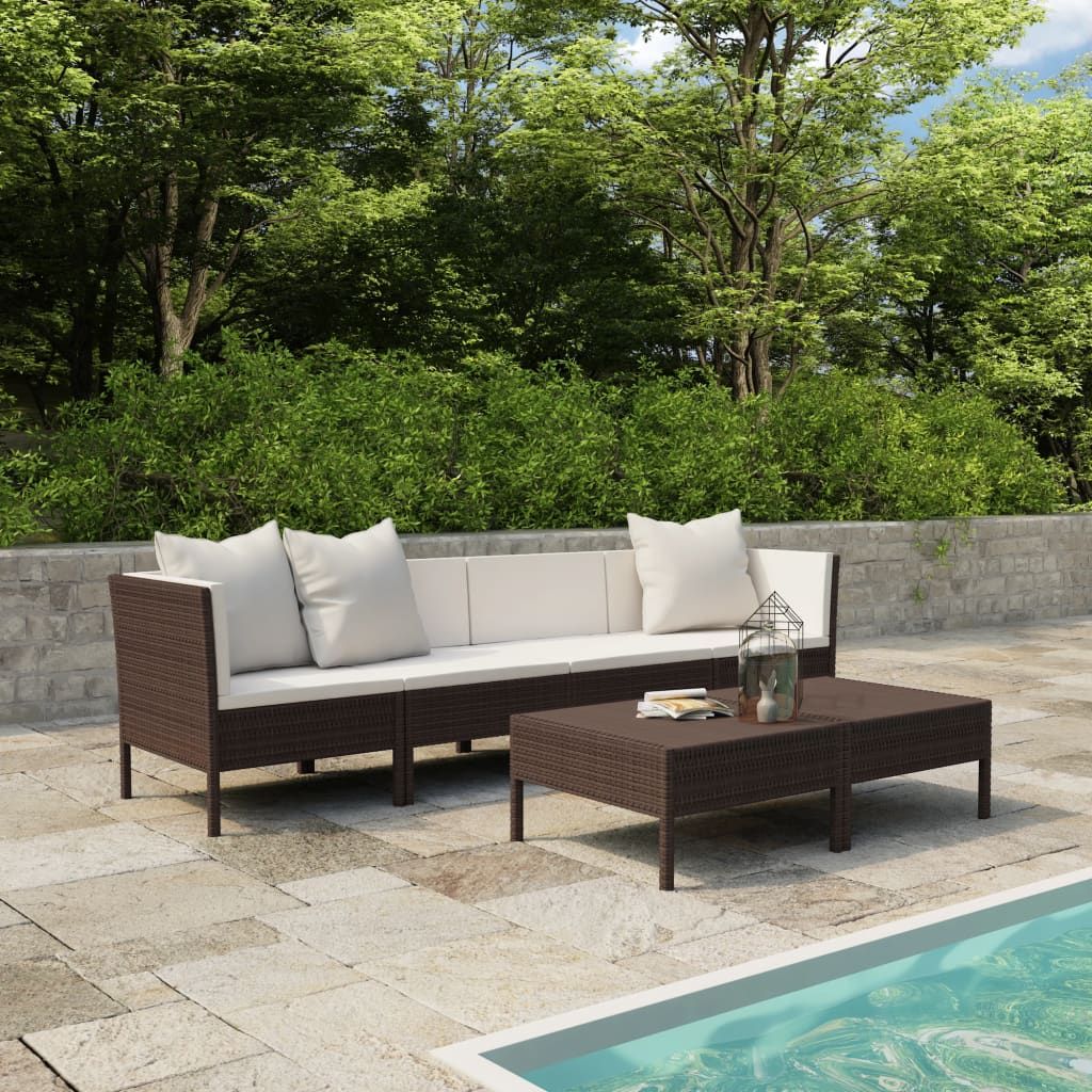 Garden Furniture Set Brown, Cream White