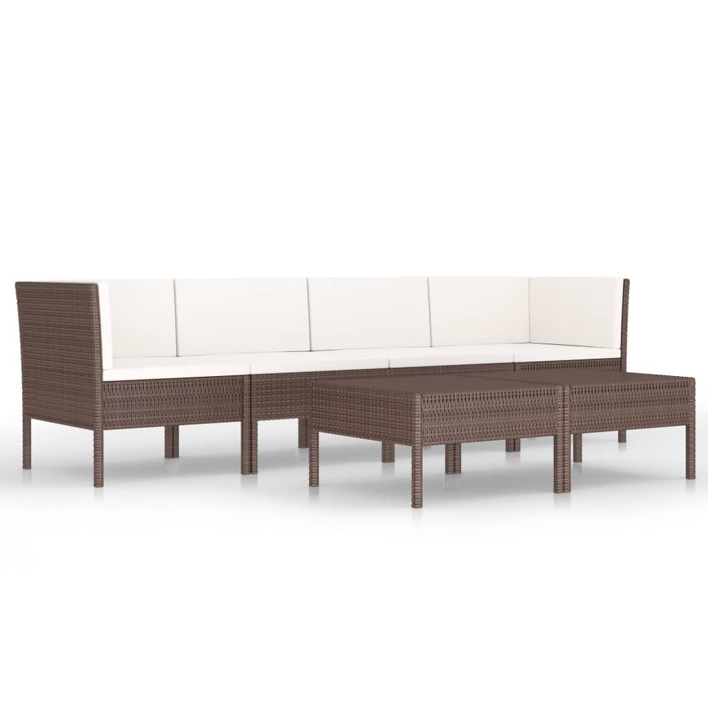 Garden Furniture Set Brown, Cream White