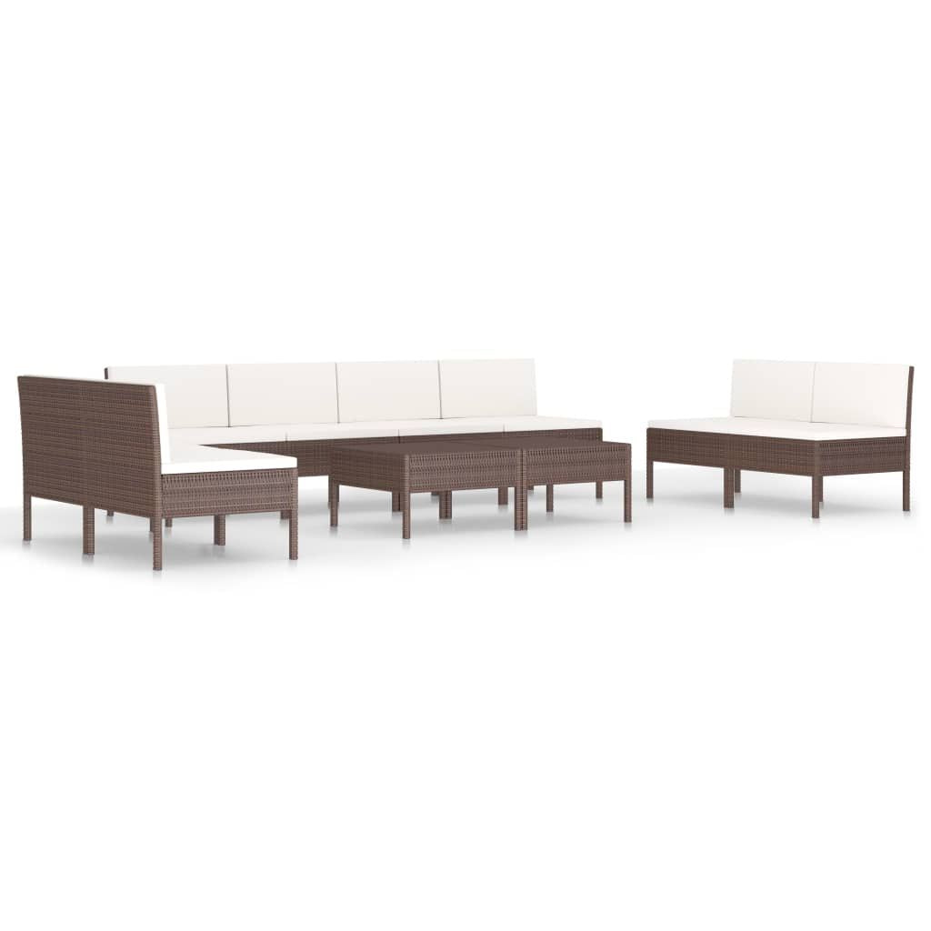 Garden Furniture Set Brown PE Rattan 10-piece set Modular