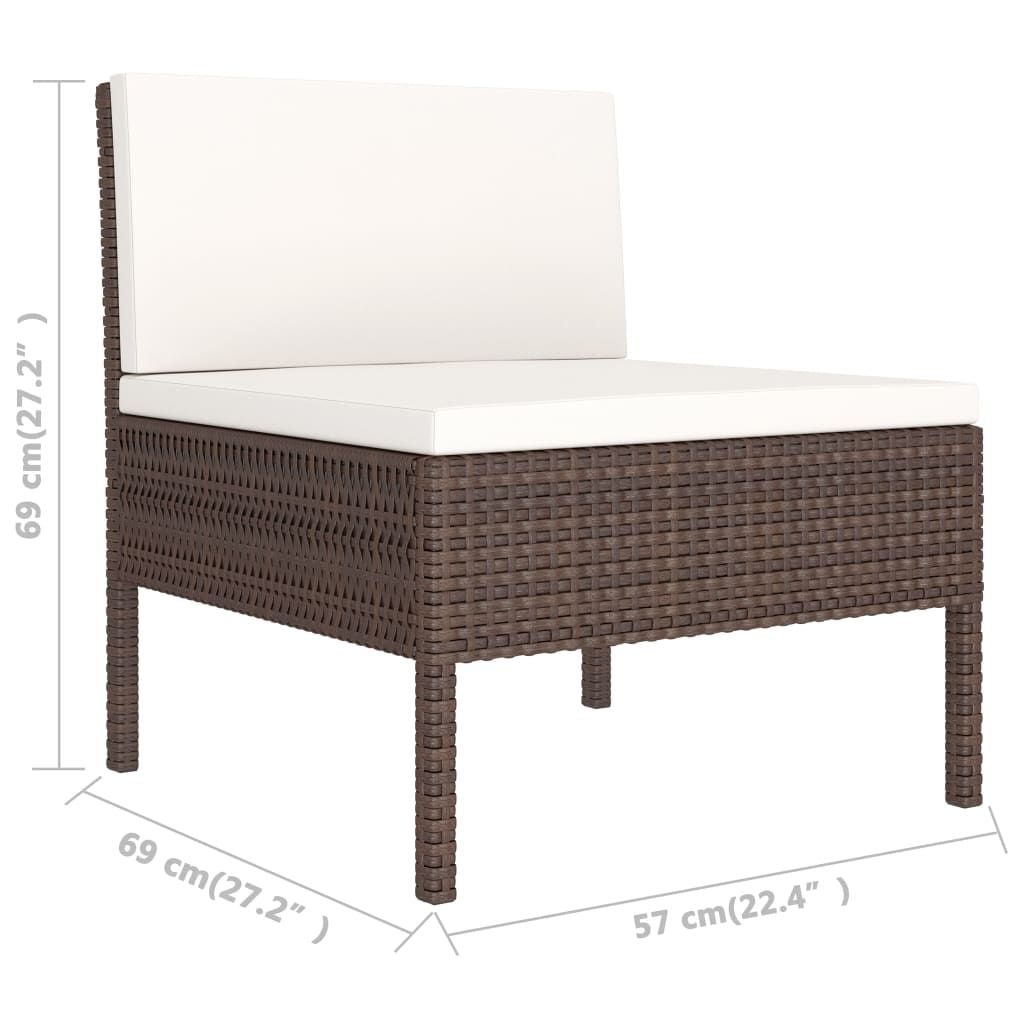 Garden Furniture Set Brown Poly Rattan 9-piece set Modular