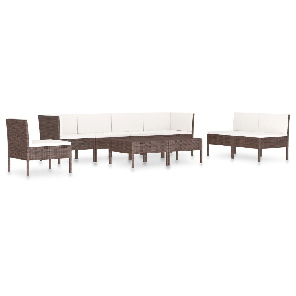 Garden Furniture Set Brown Poly Rattan 9-piece set Modular