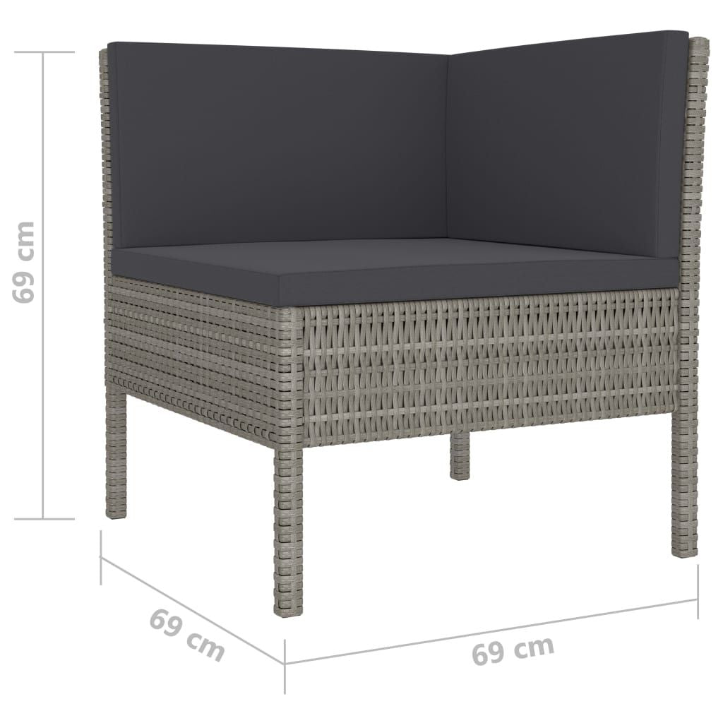 Garden Furniture Set Grey Poly Rattan, Powder-Coated Steel, Polyester