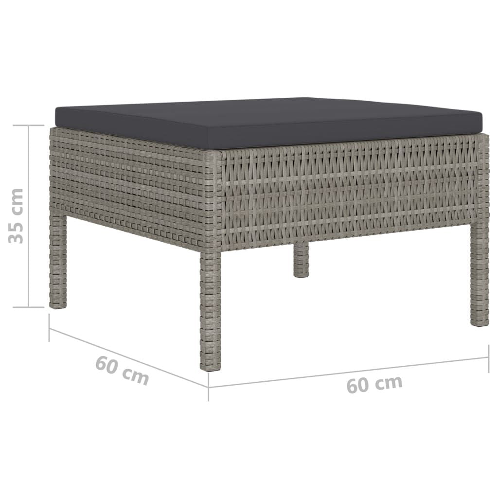 Garden Furniture Set Grey Poly Rattan, Powder-Coated Steel, Polyester