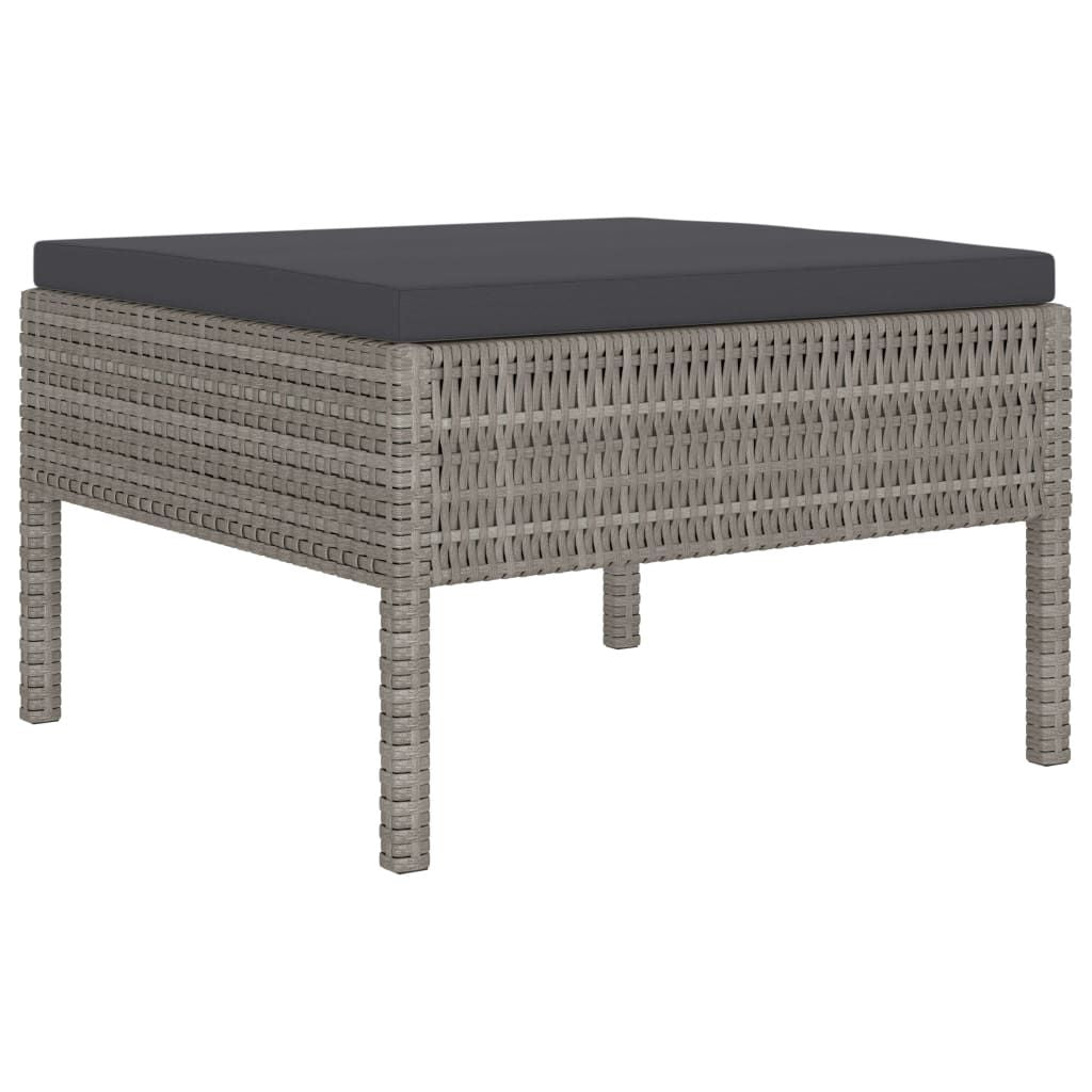 Garden Furniture Set Grey Poly Rattan, Powder-Coated Steel, Polyester