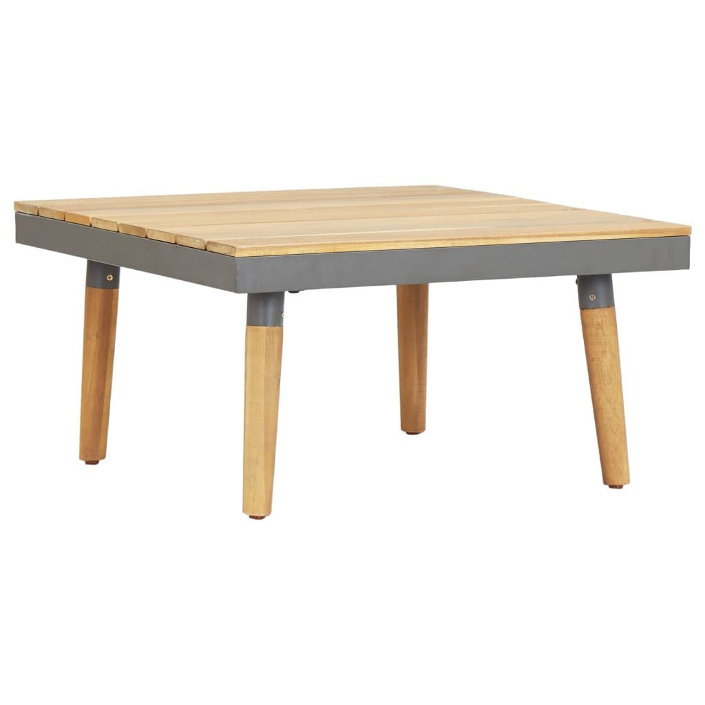 Garden Lounge Set Brown and Grey Solid Acacia Wood, Steel, Polyester