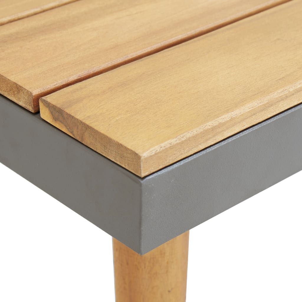 Garden Lounge Set Brown and Grey Solid Acacia Wood, Steel, Polyester