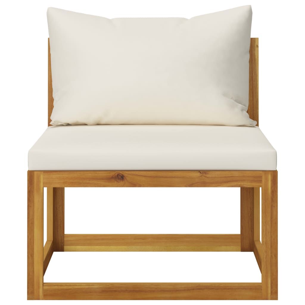 Garden Lounge Set Cream and Natural Wood