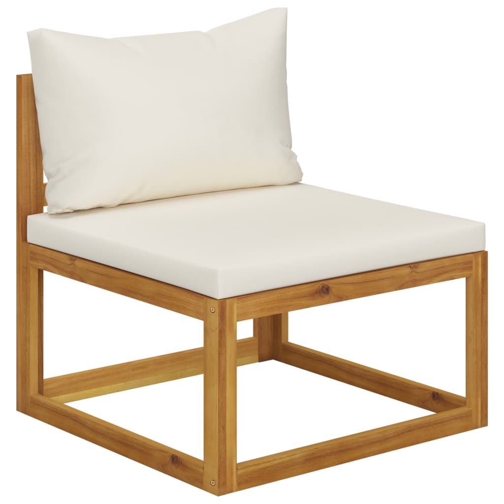 Garden Lounge Set Cream Solid acacia wood, fabric (100% polyester)