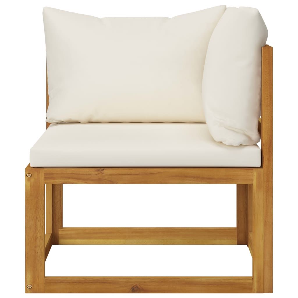 Garden Lounge Set Cream Solid Acacia Wood Medium Modular