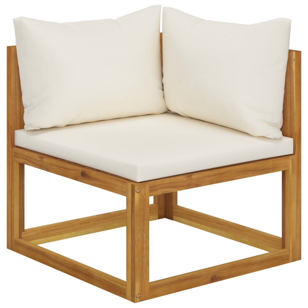 Garden Lounge Set Cream Solid acacia wood with an oil finish