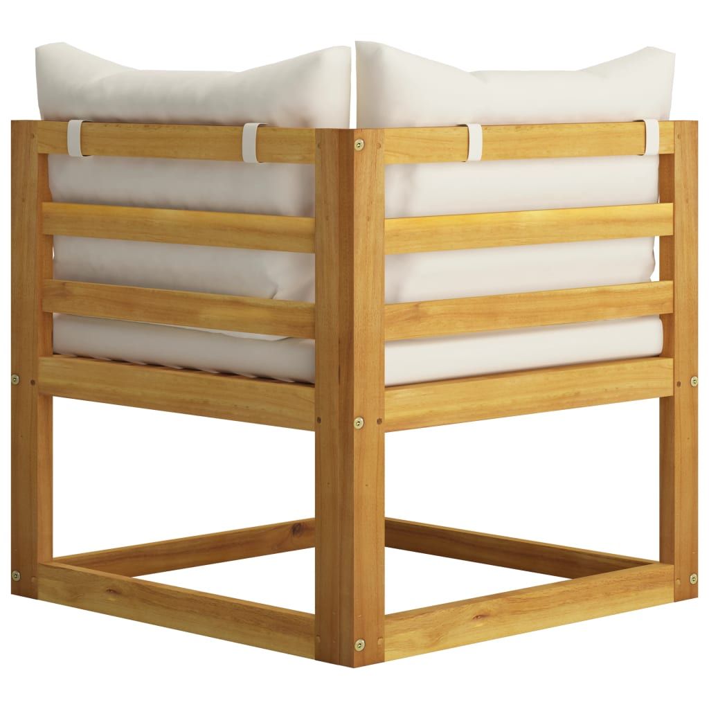 Garden Lounge Set Cream Solid acacia wood with an oil finish
