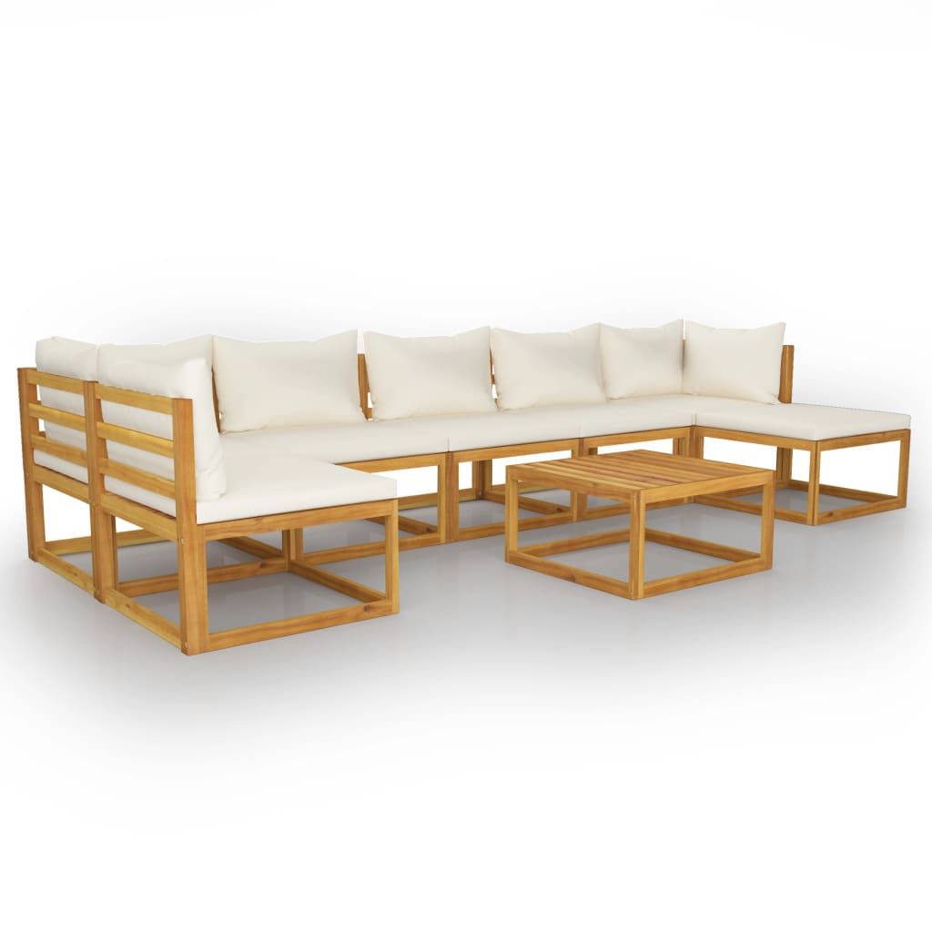 Garden Lounge Set Cream Solid acacia wood with an oiled finish