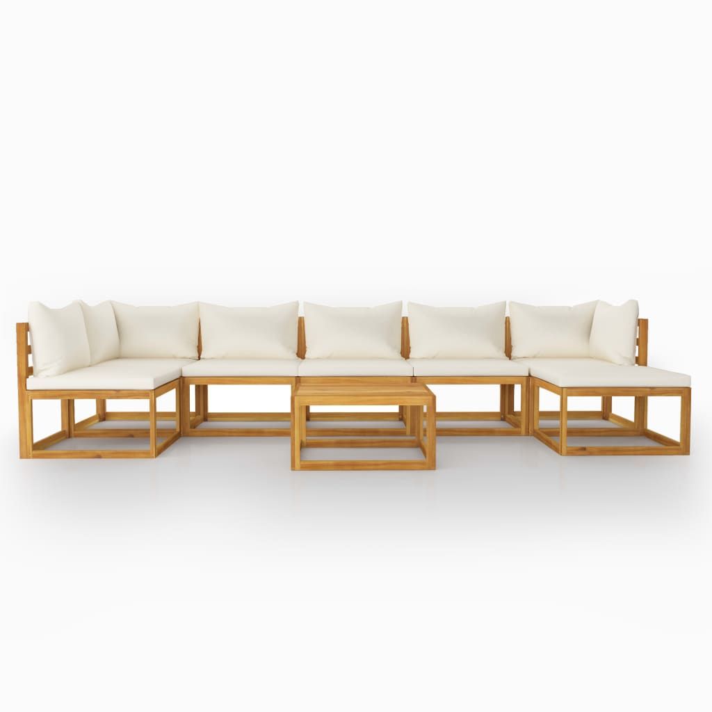 Garden Lounge Set Cream Solid acacia wood with an oiled finish