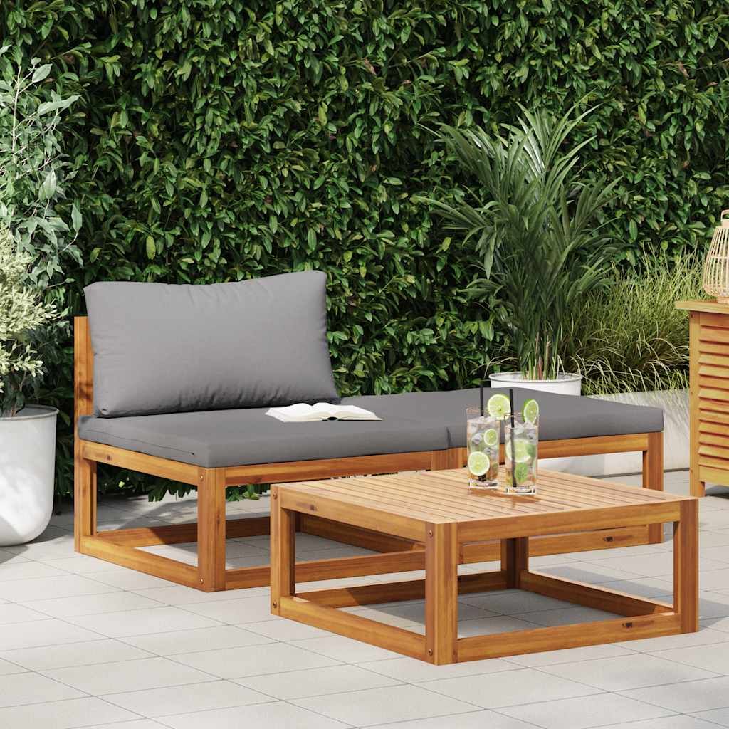 Garden Lounge Set Dark grey, Natural wood