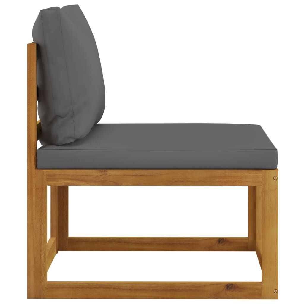 Garden Lounge Set Dark grey, Natural wood