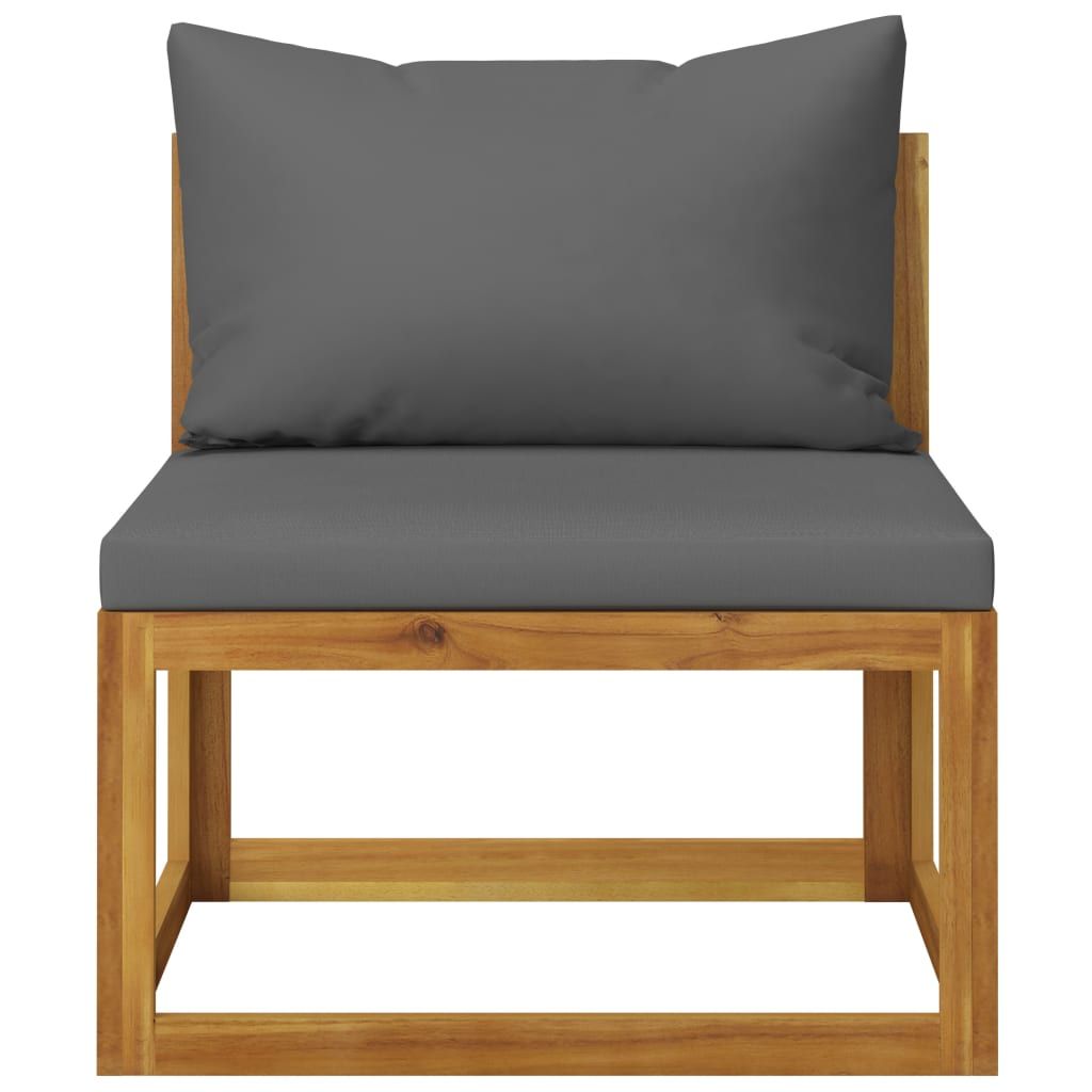Garden Lounge Set Dark grey, Natural wood