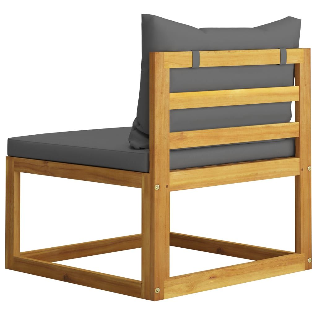 Garden Lounge Set Dark grey, Natural wood