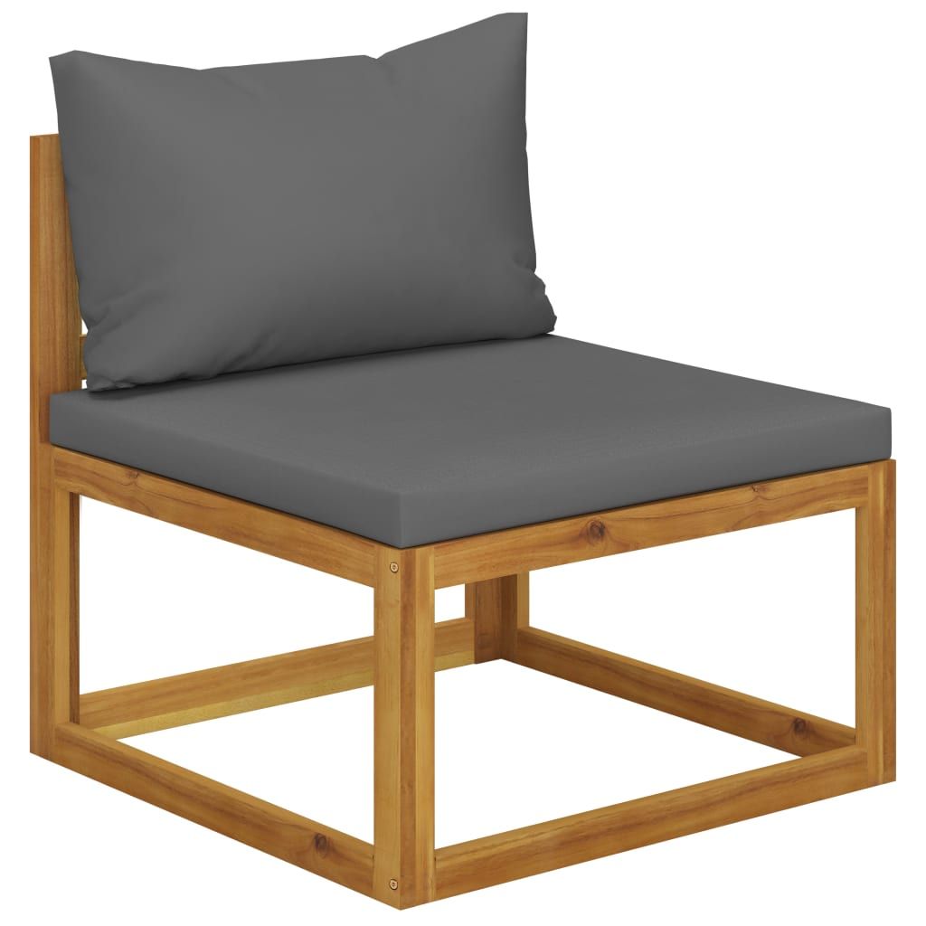 Garden Lounge Set Dark grey, Natural wood
