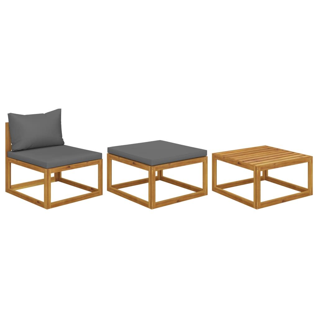 Garden Lounge Set Dark grey, Natural wood