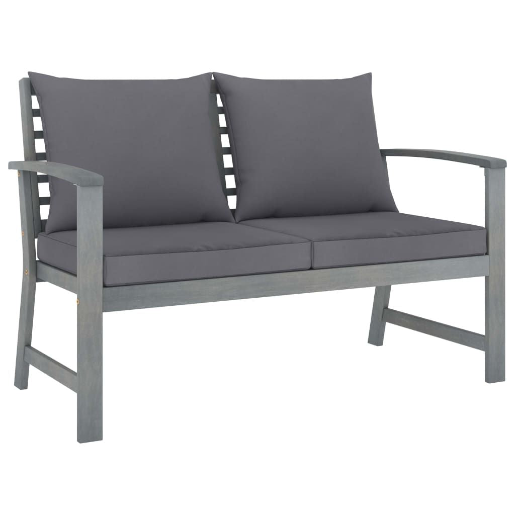 Garden Lounge Set Grey Solid Acacia Wood Medium Hardwood
