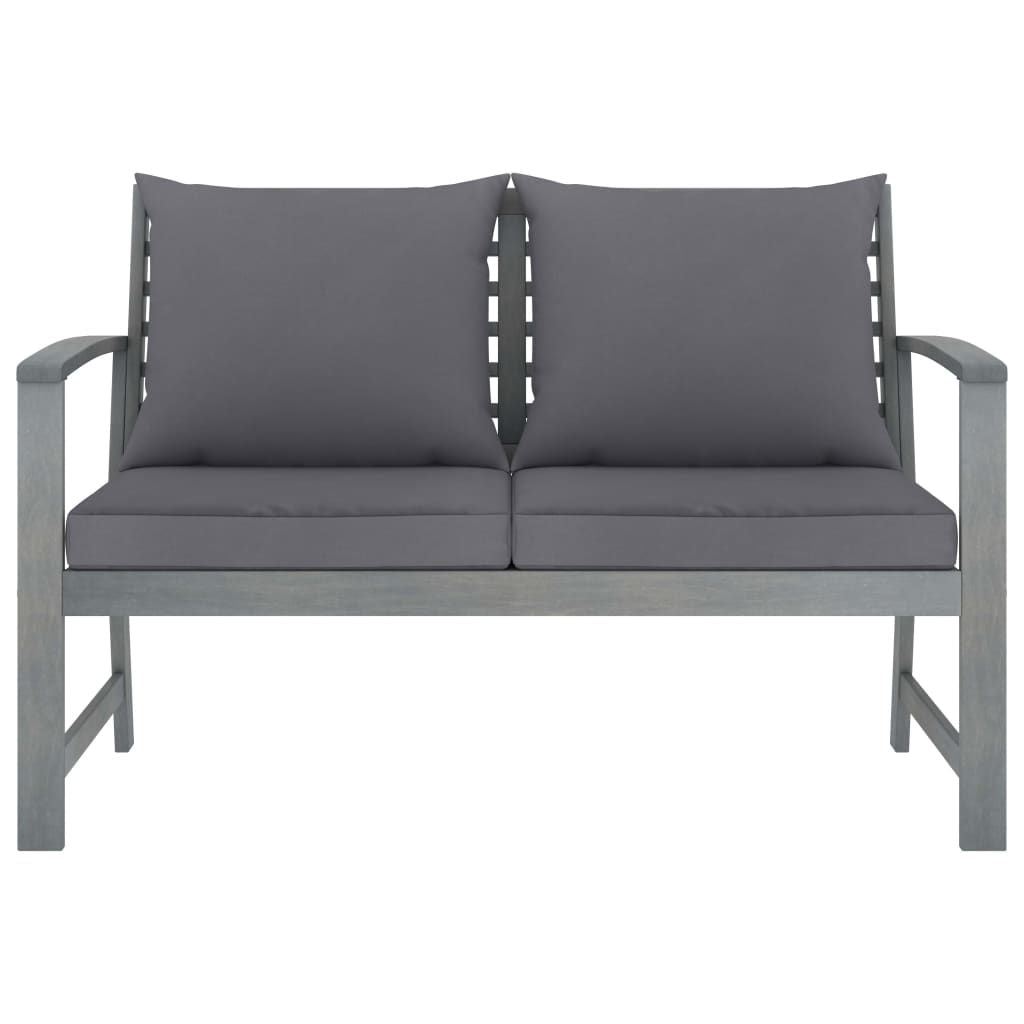 Garden Lounge Set Grey Solid Acacia Wood Medium Hardwood