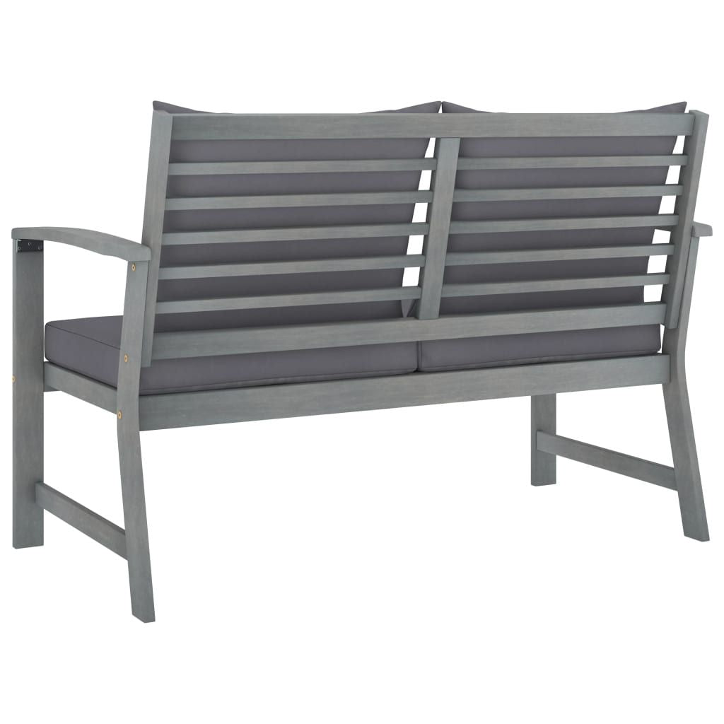 Garden Lounge Set Grey Solid Acacia Wood Medium Hardwood