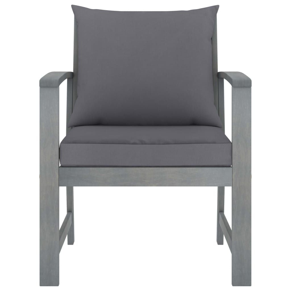 Garden Lounge Set Grey Solid Acacia Wood Medium Hardwood