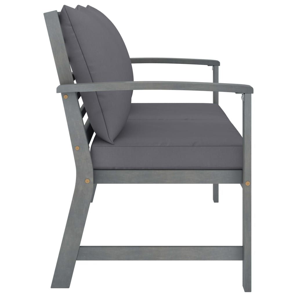 Garden Lounge Set Grey Solid Acacia Wood Medium Hardwood