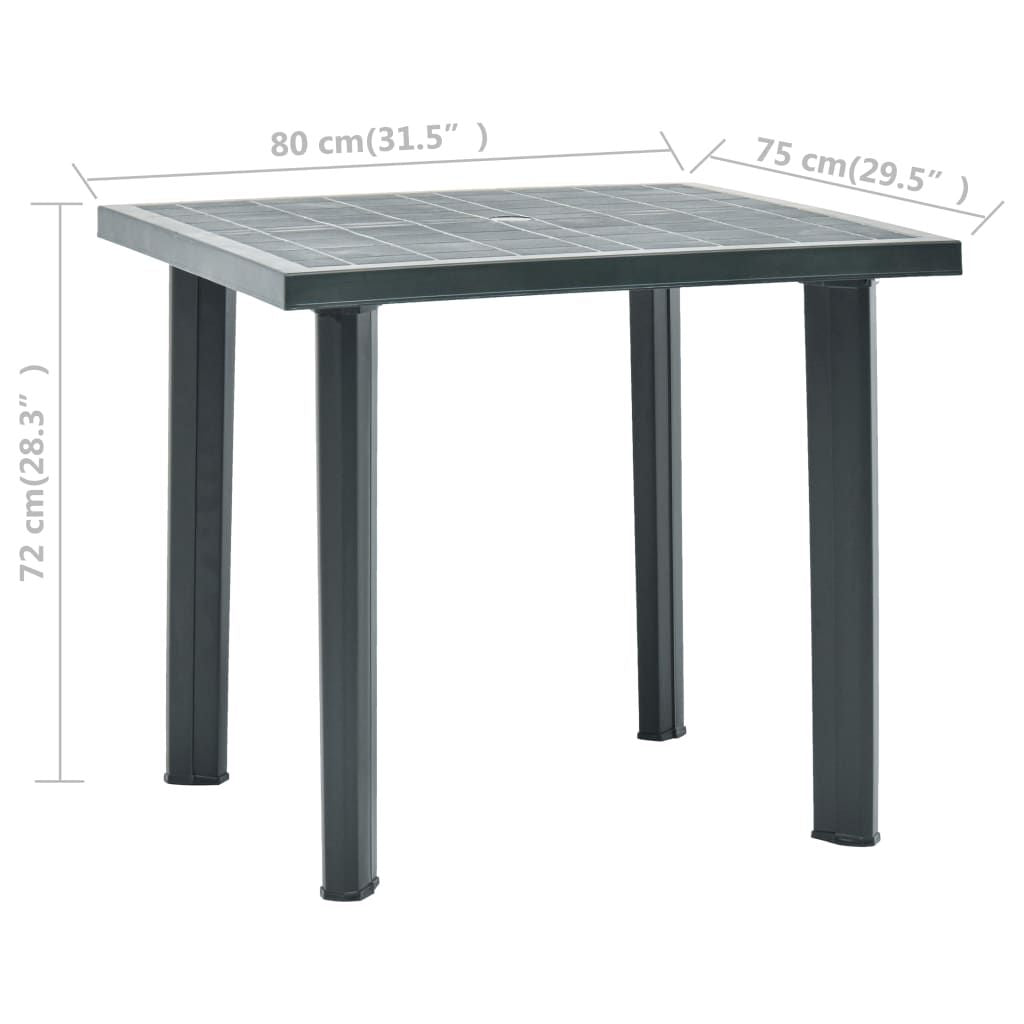 Garden Table Green Plastic Medium Lightweight Garden Table