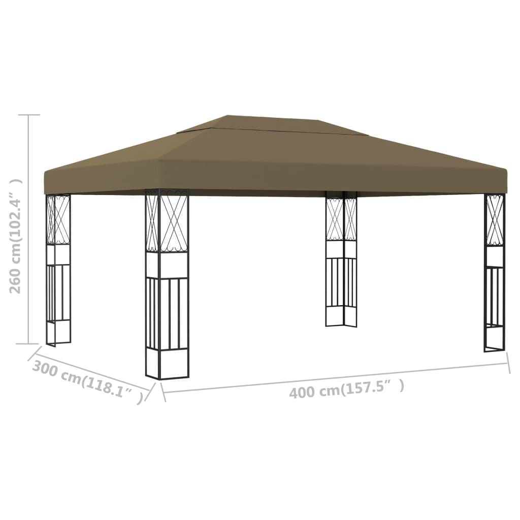 Gazebo Taupe Fabric (100% polyester), steel Large