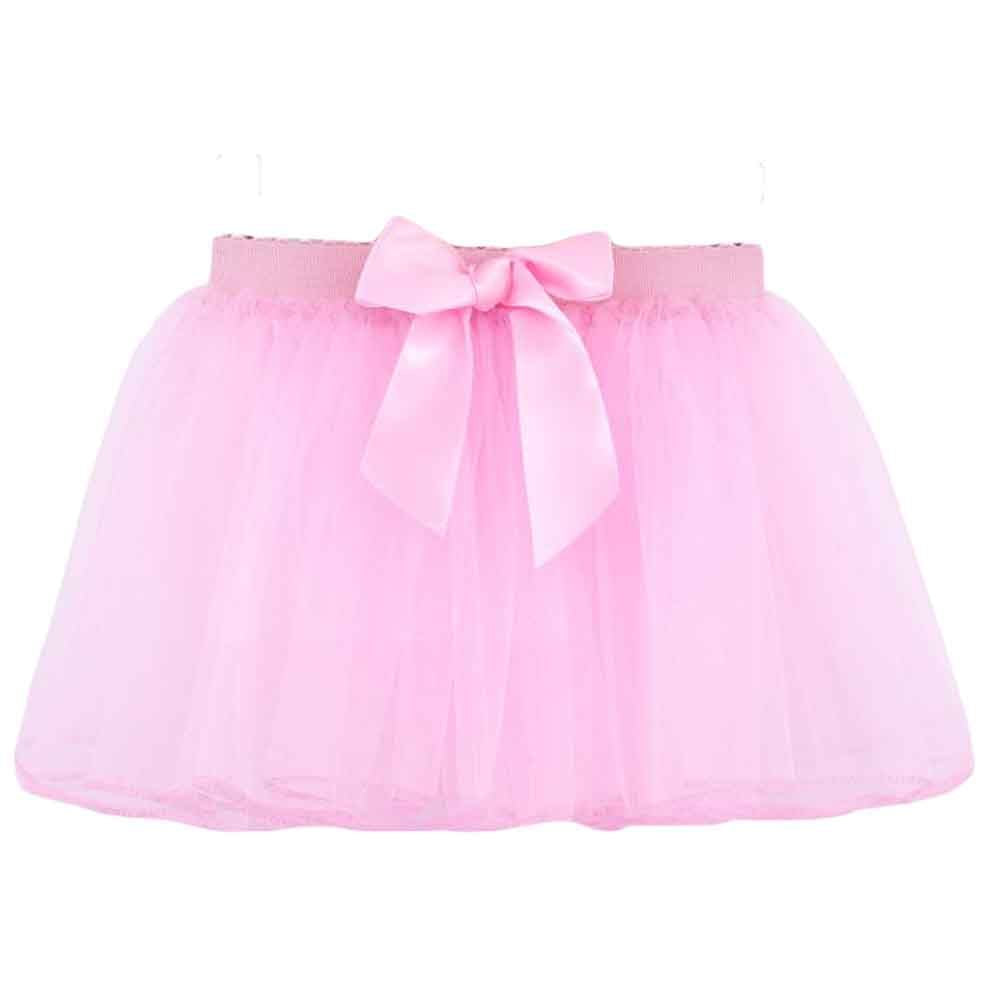 Girls Cute Bowknot Pink Ballet Bubble Tutu Skirt Dance Dress Up Costumes, 25cm
