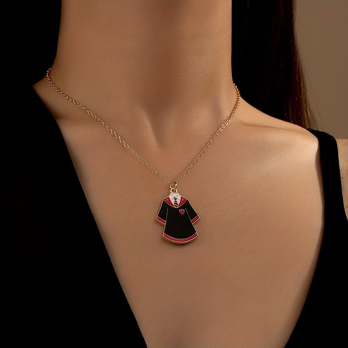 Golden Cute Graduation Season Bachelor's Dress Pendant Necklace Gift