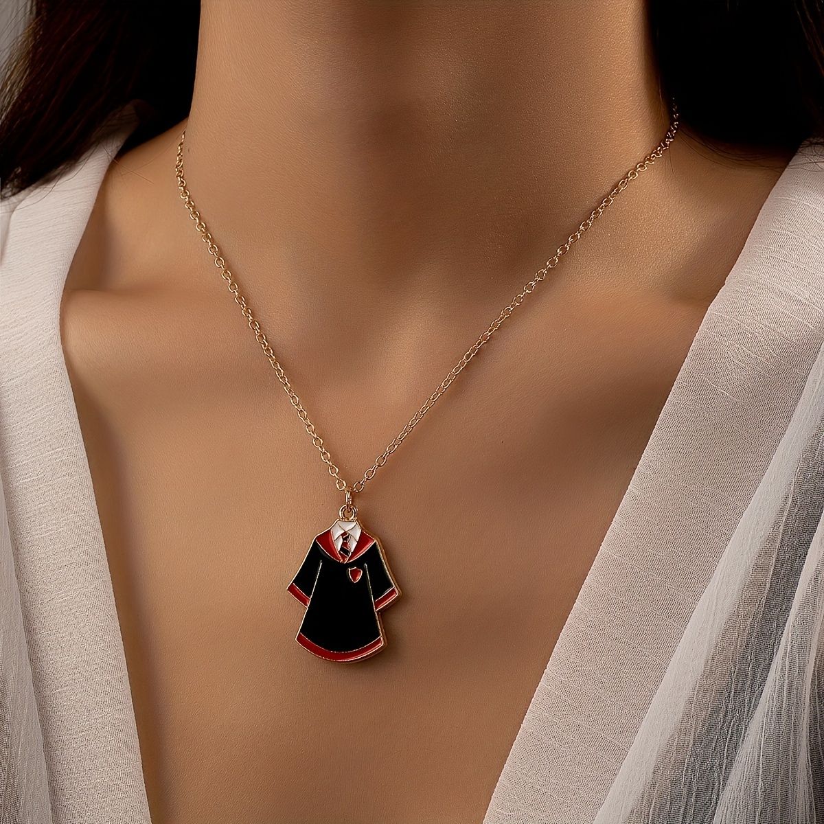 Golden Cute Graduation Season Bachelor's Dress Pendant Necklace Gift