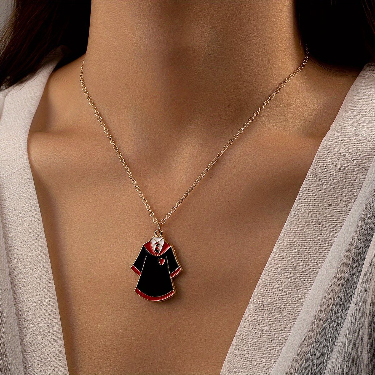 Golden Cute Graduation Season Bachelor's Dress Pendant Necklace Gift