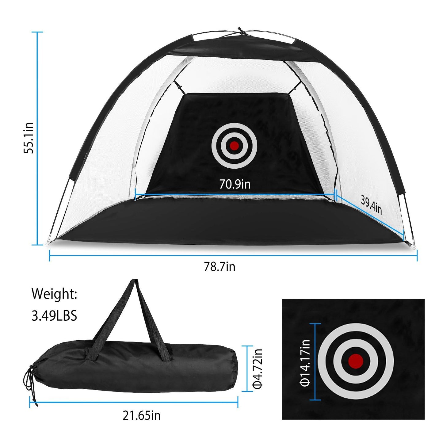 Golf Net, 78.7x39.4x55.1in for Backyard Driving Chipping Training Swing with Target Mat Balls for Outdoor Indoor,Gifts for Men Dad Him and Golfer