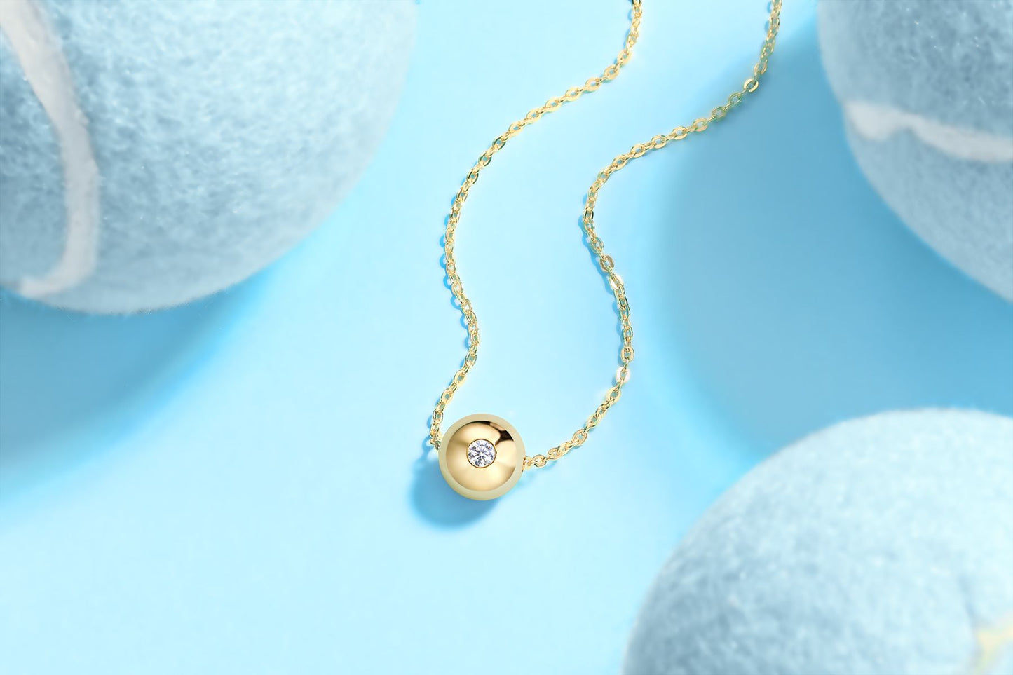 Good Fortune Flows - A fashionable and trendy jewelry necklace pendant set with 0.1-carat Moissan diamond S925 sterling silver and gold-plated