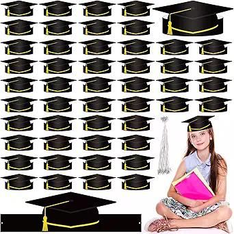 Graduation Paper Cap Class of 2025 Adjustable Graduation Cap Paper Hat Grad Crown Headband with Elastic String