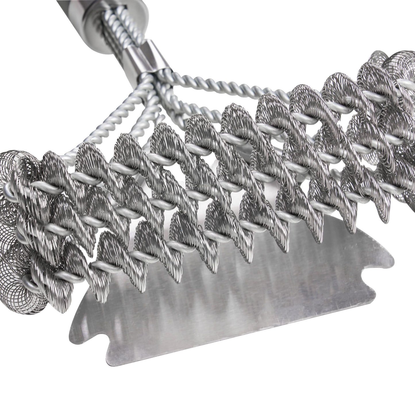 Grill Brush and Scraper, BBQ Brush for Outdoor Grills, Stainless Steel Woven Wire, Bristle Free Barbecue Brushes for Porcelain, Charcoal, Grate Cleaner Grill Accessories, 17 in