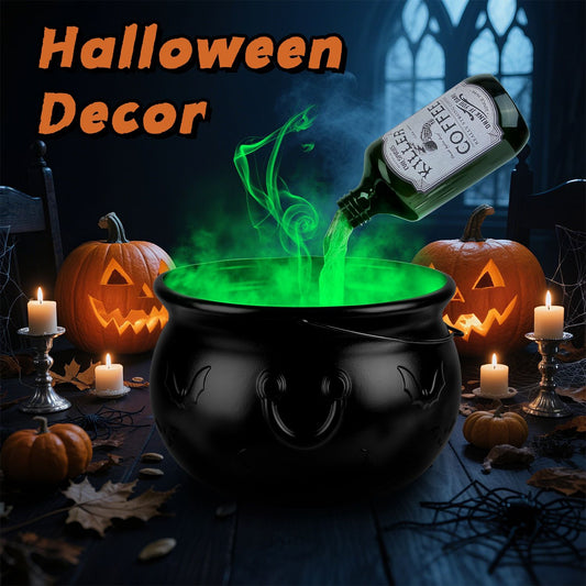 Halloween Spooky Decor: Floating Bottle with Witch Cauldron - 2-in-1 Mist & Green LED Light, Effective Splash Guard, Easy Setup, Ideal for Halloween Parties, Haunted Houses & Themed Events