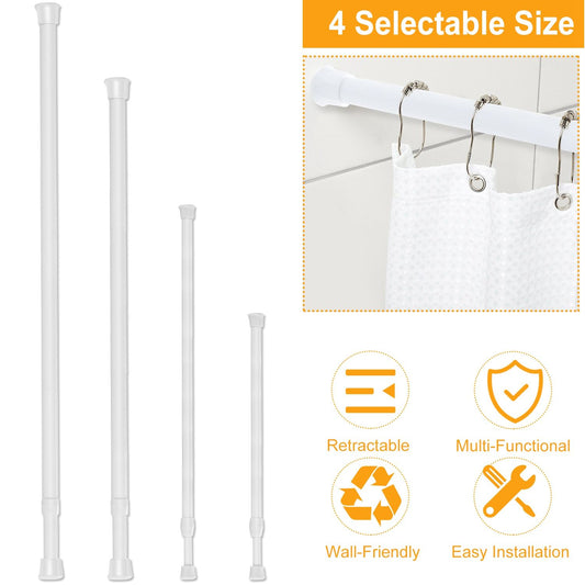 Heavy Duty Tension Curtain Rod, Non-Slip Carbon Steel Spring Loaded Curtain Rod (30-50cm/11.8-19.7in) - No Drilling, Tool-Free Installation for Bathroom, Kitchen, Bedroom, Wardrobe (Holds 2-3kg/4.4-6.