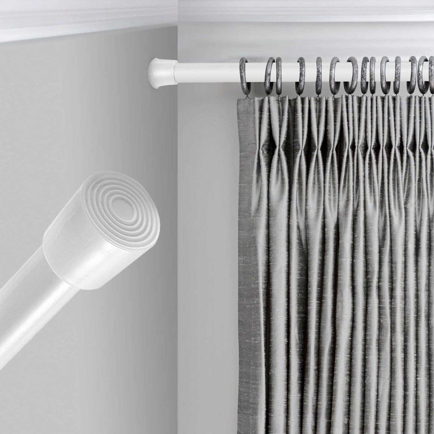 Heavy Duty Tension Curtain Rod, Non-Slip Carbon Steel Spring Loaded Curtain Rod (30-50cm/11.8-19.7in) - No Drilling, Tool-Free Installation for Bathroom, Kitchen, Bedroom, Wardrobe (Holds 2-3kg/4.4-6.