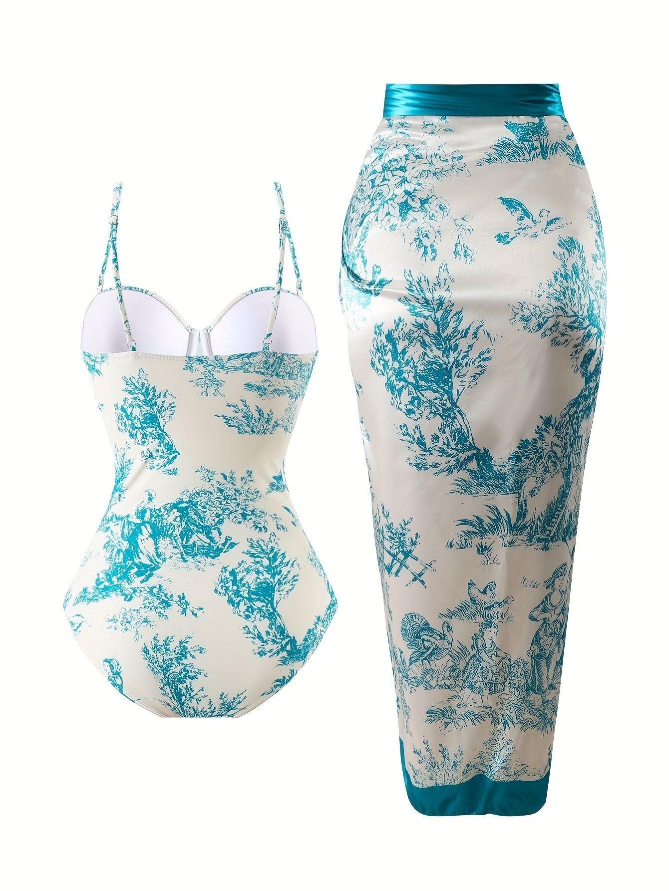 High-end European and American women's one-piece swimsuit cross-border beach set